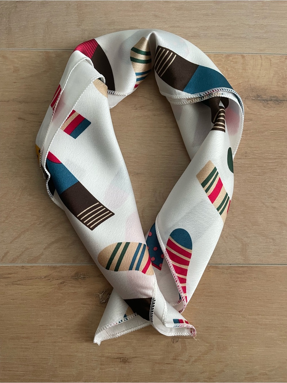 Multicolour Sock Prints Silk-Feel Neck Scarf/ Hair Accessories / Bag Accessories